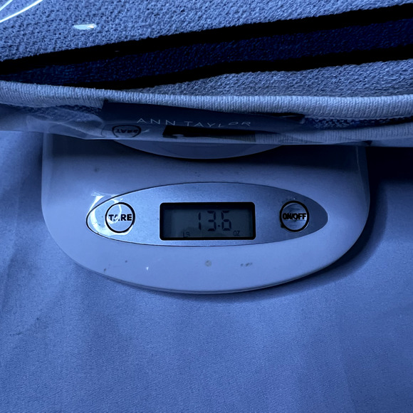 Ann Taylor Womens XL Blouse White Blue Green Stripe Off The Shoulder Boho Casual - Picture 11 of 11